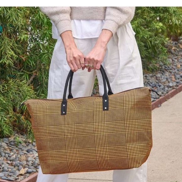 Lulu Dharma Yellow Plaid Fraiser Weekender Bag - Picture 6 of 6